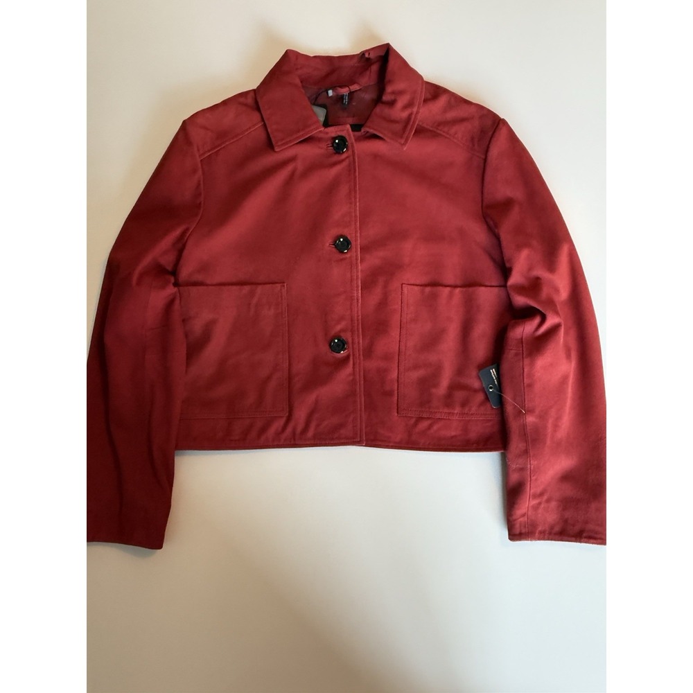 Bod & Christensen Red Cropped Lambskin Leather Jacket Sz M NWT